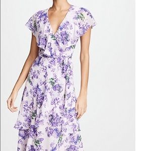 Wayf purple floral wrap dress
